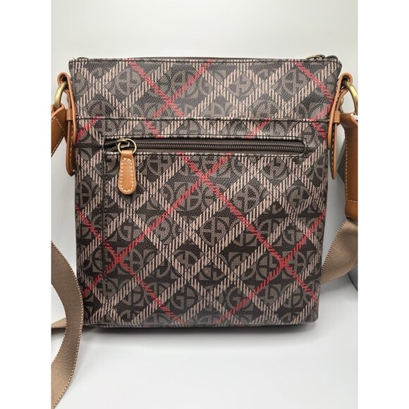 Giani Bernini Block Signature Crossbody Bag Brown Red - Picture 3 of 13